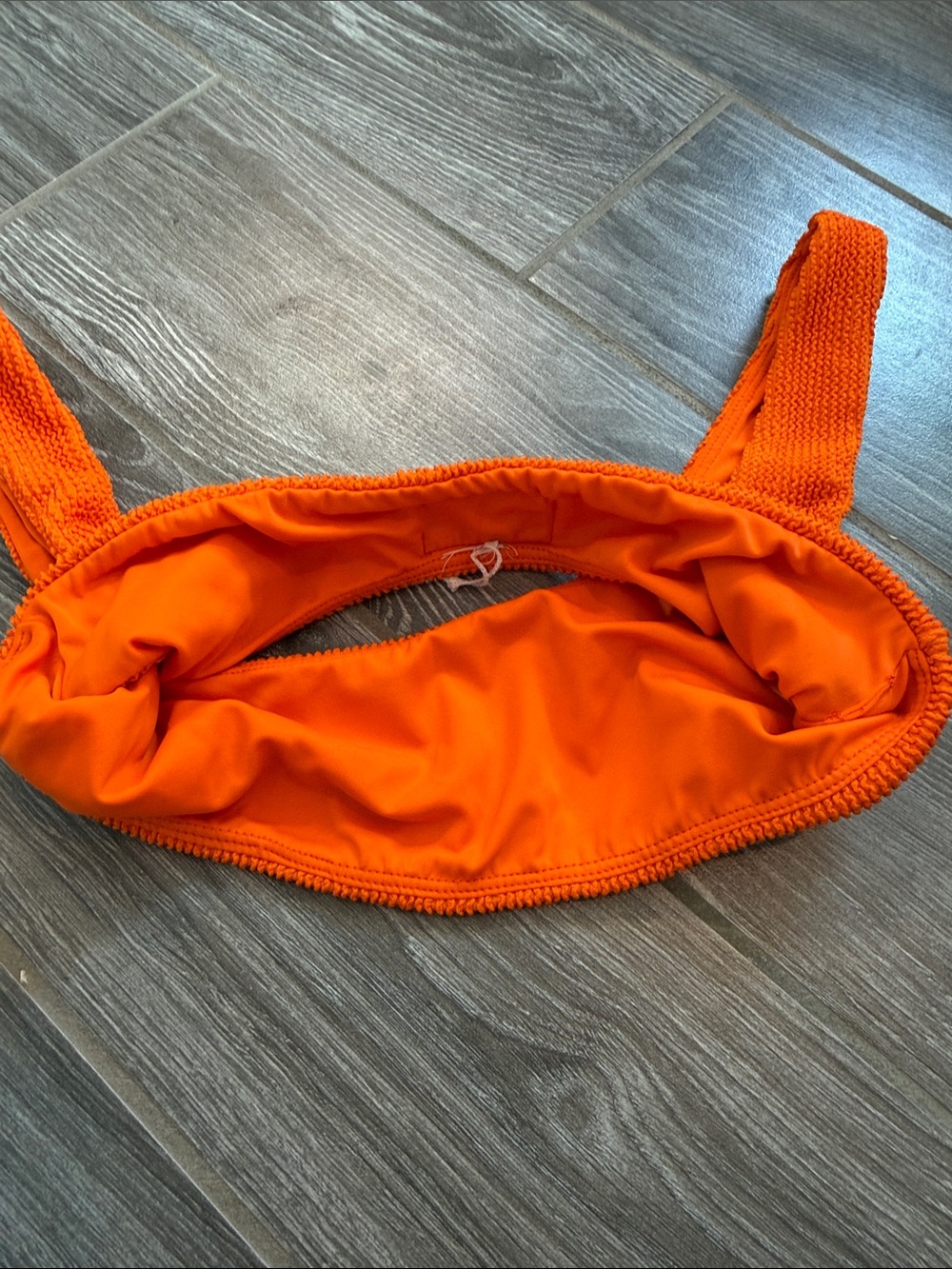 Daily Drills Neon Orange wave Textured Bikini Top size XS/S EUC - Picture 3 of 5